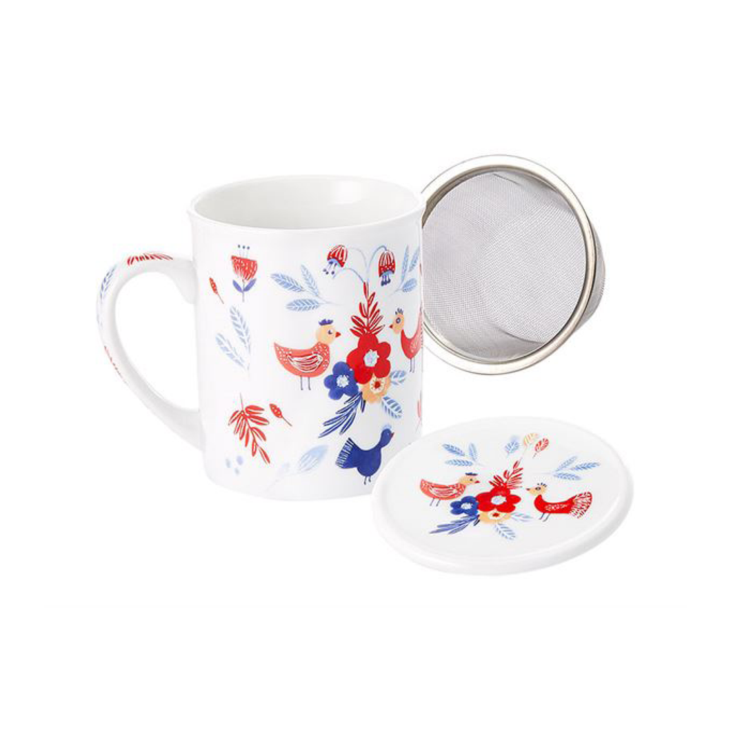 Tisanière bleu, blanc, rouge